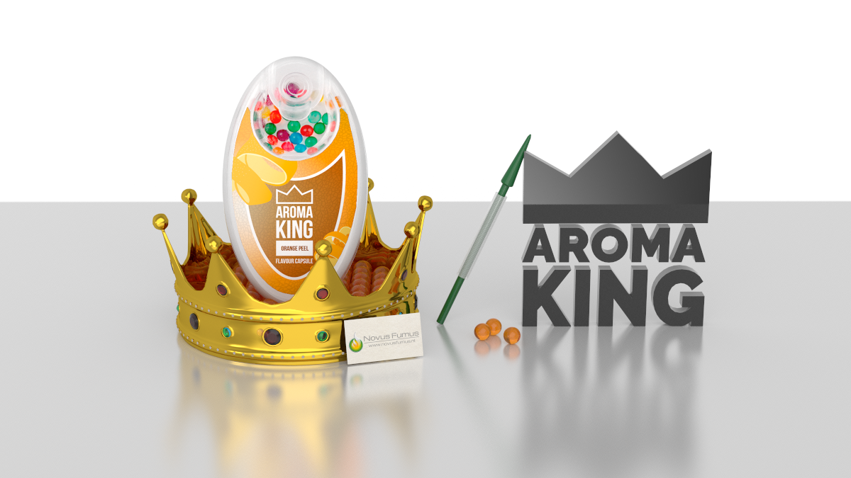 Aroma King klik bolletjes en een applicator voor het toevoegen van smaak aan een sigaret bij Novus Fumus.
