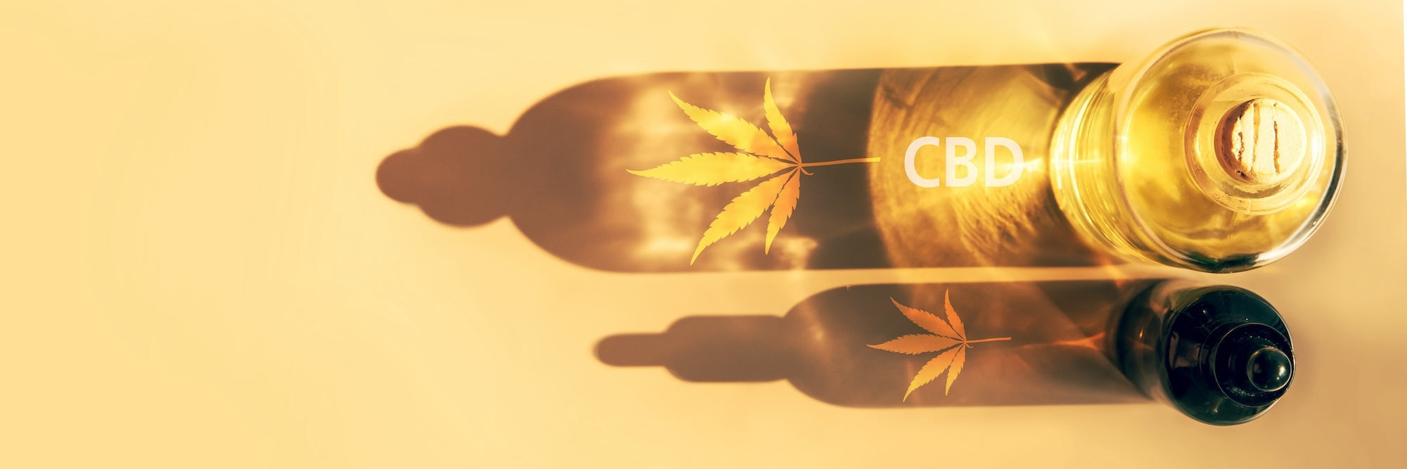 Moleculaire structuur van CBD en THC naast een groen hennepblad op een donkere achtergrond bij Novus Fumus.