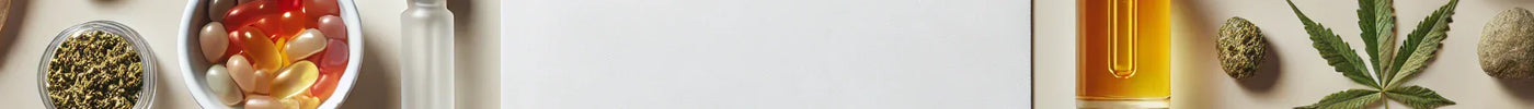 DALL·E 2025-04-25 16.41.28 - A clean, modern blog banner without any text, showing a selection of cannabinoid-related products such as colorful gummies, dropper bottles (like CBD