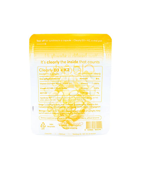 Clearly D3 + K2 - 60 Softgels - VEGAN