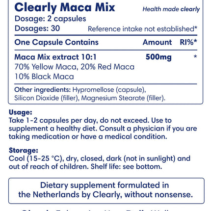 Clearly Maca Extract - 500mg (60 capsules)