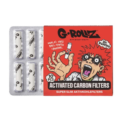 G-Rollz Activated Carbon Filters - Ø6mm White - 24 Packs
