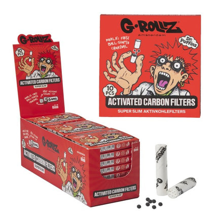 G-Rollz Activated Carbon Filters - Ø6mm White - 24 Packs