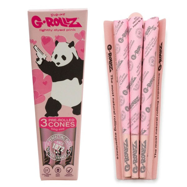 G-Rollz Banksy Graffiti Panda Gunnin Pink - 3x King Size Cones