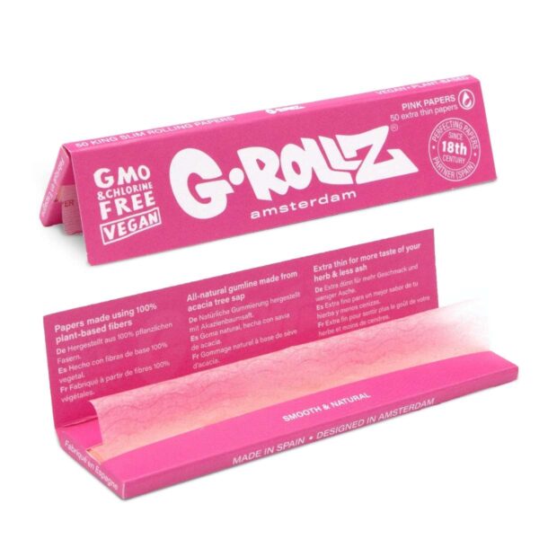 G-Rollz Lightly Dyed Dark Pink - King Size Slim Vloeitjes