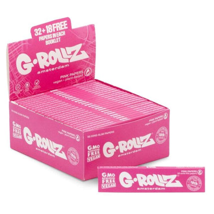 G-Rollz Leicht gefärbtes Dunkelrosa - KS Slim Papers - 50 Heftchen