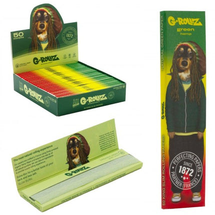 G-Rollz Pets Rock Reggae - Green Organic Hemp - KS Slim -25 Booklets