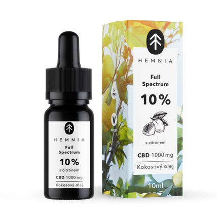 Hemnia Full Spectrum CBD kokosolie 10%, 1000 mg, 10 ml - citroen