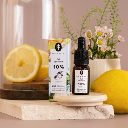 Hemnia Full Spectrum CBD kokosolie 10%, 1000 mg, 10 ml - citroen