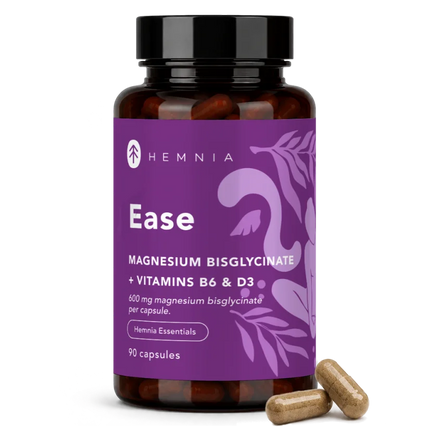 Hemnia Hemnia Ease, magnesiumbisglycinaat, vitamine D3 en B6, 90 capsules