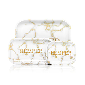 HEMPER Luxe Marble White/Gold Rolling Tray