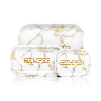 HEMPER Luxe Marble White/Gold Rolling Tray