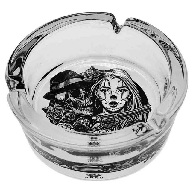 JNKO Bonny & Clide 2 - Glazen Asbak - 10cm (Chicano Tattoo)