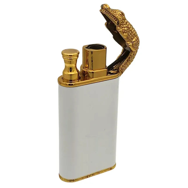 JNKO Gouden Krokodil Jetflame aansteker - Wit & Goud