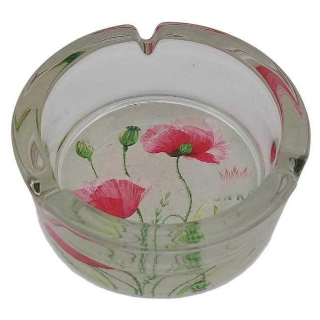 JNKO Klaproos - Glazen Asbak - 10cm (Botanical Flower)