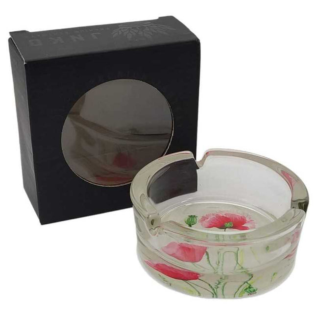 JNKO Klaproos - Glazen Asbak - 10cm (Botanical Flower)
