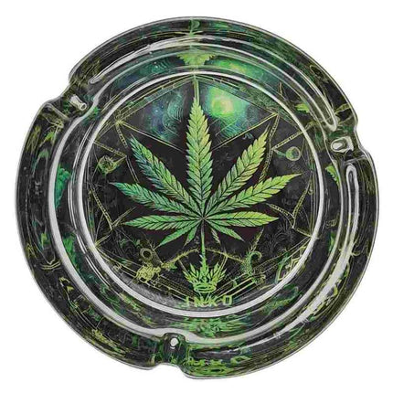 JNKO Wietblad 1 - Glazen Asbak - 10cm (Psychedelic Serie)