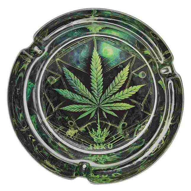JNKO Wietblad 1 - Glazen Asbak - 10cm (Psychedelic Serie)
