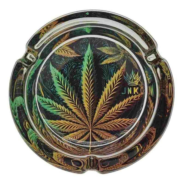JNKO Wietblad 2 - Glazen Asbak - 10cm (Psychedelic Serie)
