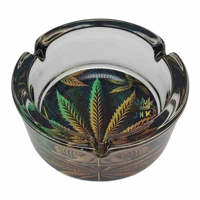 JNKO Wietblad 2 - Glazen Asbak - 10cm (Psychedelic Serie)