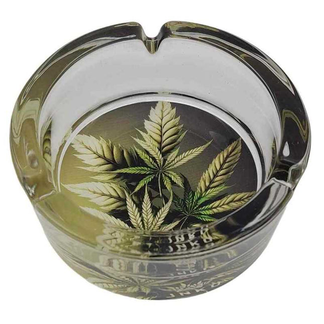 JNKO Wietplant 4 - Glazen Asbak - 10cm (Cannabis Art)