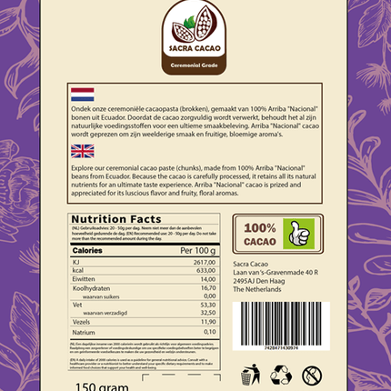 Novus Fumus Cacaopasta Brokken Ecuador - 150g