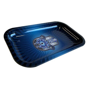 Novus Fumus Hamsa Blue Rolling Tray - Large