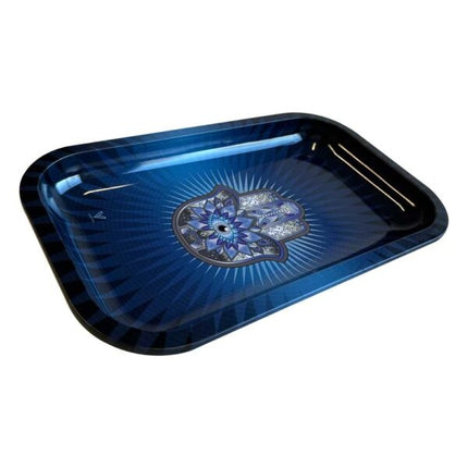 Novus Fumus Hamsa Blue Rolling Tray - Large