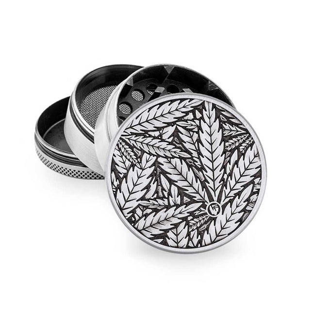 Novus Fumus Metal Grinder - Silver Leaves