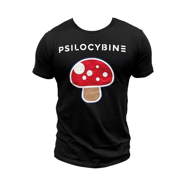 Novus Fumus T-shirt bedrukt psilocybine - Zwart