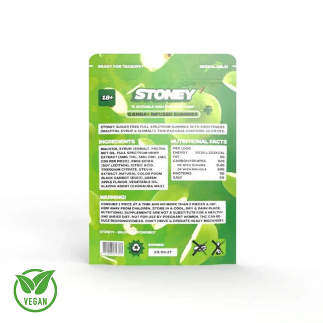 Stoney Stoney Apple THC Gummies – 0,2% THC – Vegan – 10 of 30 stuks