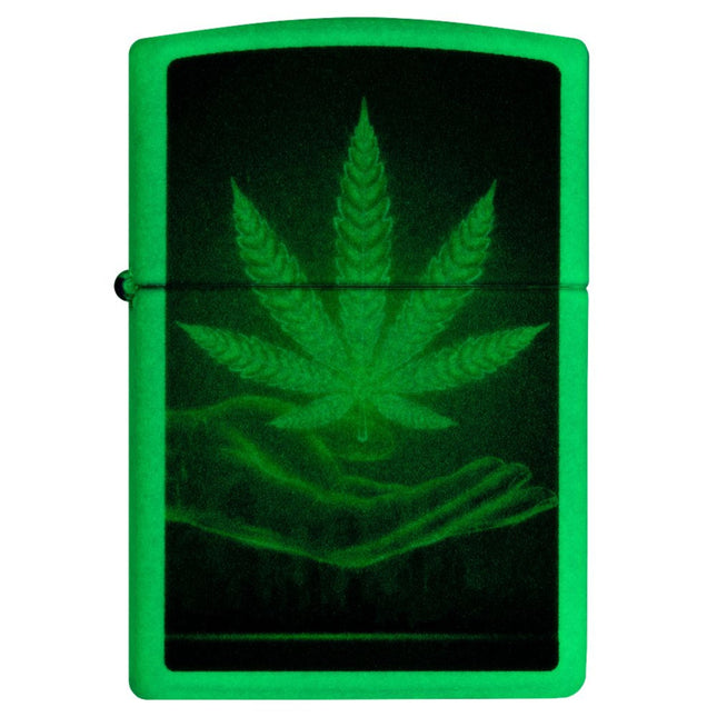 Zippo Zippo - White Matt Cannabis (Glow in the Dark)